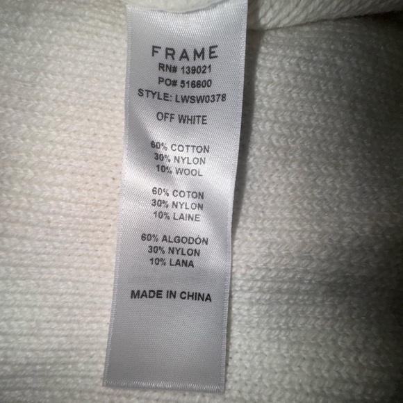 FRAME Fringed Knit Sweater Off White Size L EUC - Picture 9 of 10
